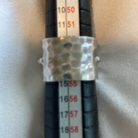 Genuine Red Ruby Wide Band Hammered Sterling Silver Ring. - Picture 7 of 7